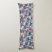 ピンクと青のトウモロコシの花、白の上に野生の花 ボディピロー (裏面 (縦))