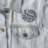 ピンクと青のトウモロコシの花、白の上に野生の花 缶バッジ (インサイチュ)