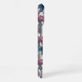 ピンクと青のトウモロコシの花、白の上に野生の花 iPhoneケース (右側面)