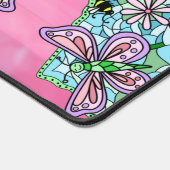 ピンクと青のトンボと花マンダラ デスクマット (コーナー)