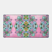 ピンクと青のトンボと花マンダラ デスクマット (正面)