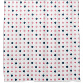 ピンクと青のドット シャワーカーテン (正面)