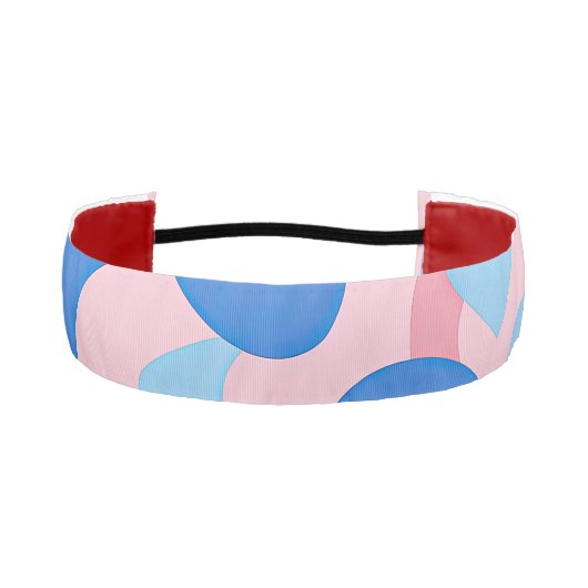 ピンクと青のドードルパターン アスレチックヘッドバンド (正面)