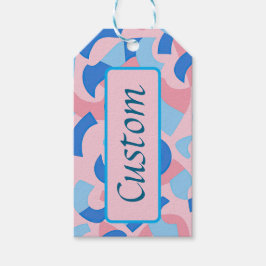 ピンクと青のドードルパターン ギフトタグ
