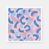 ピンクと青のドードルパターン スタンダードカクテルナプキン (正面)