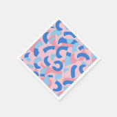 ピンクと青のドードルパターン スタンダードカクテルナプキン (角)