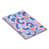 ピンクと青のドードルパターン ノートブック (右側)
