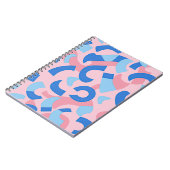 ピンクと青のドードルパターン ノートブック (左側)