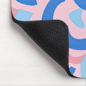 ピンクと青のドードルパターン マウスパッド (コーナー)