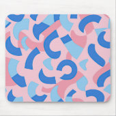 ピンクと青のドードルパターン マウスパッド (正面)