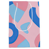 ピンクと青のドードルパターン ミディアムペーパーバッグ (正面)