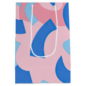 ピンクと青のドードルパターン ミディアムペーパーバッグ (裏面)