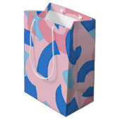 ピンクと青のドードルパターン ミディアムペーパーバッグ (裏面アングル)