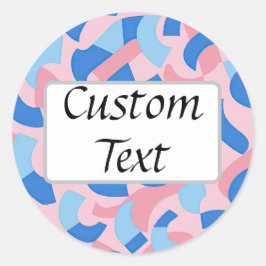 ピンクと青のドードルパターン ラウンドシール