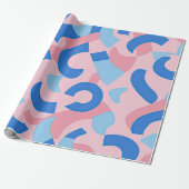 ピンクと青のドードルパターン ラッピングペーパー (アンロールド)