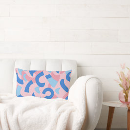 ピンクと青のドードルパターン ランバークッション