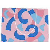 ピンクと青のドードルパターン ラージペーパーバッグ (裏面)