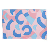 ピンクと青のドードルパターン 枕カバー (正面)