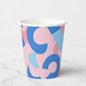 ピンクと青のドードルパターン 紙コップ (左)
