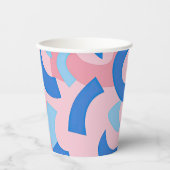 ピンクと青のドードルパターン 紙コップ (正面)