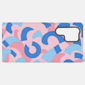 ピンクと青のドードルパターン SAMSUNG GALAXYケース (裏面横)