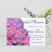 ピンクと青のハイドランジア 上品なピンクと紫の花 招待状 (スタンド正面)