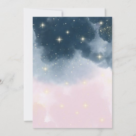 ピンクと青のバルーンベビー性別の表示パーティー 招待状 (裏面)