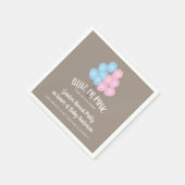 ピンクと青のバルーン性別によるパーティーの表示 スタンダードカクテルナプキン (角)