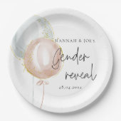 ピンクと青のバルーン性別の表示 ペーパープレート (正面)