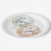 ピンクと青のバルーン性別の表示 ペーパープレート (アングル)