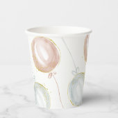 ピンクと青のバルーン性別の表示 紙コップ (正面)