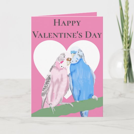 ピンクと青のバレンタイン·ペア シーズンカード (正面)