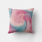 ピンクと青のパインタリーの水色を愛で絞る クッション (裏面)