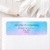 ピンクと青のパステルグラデーションスカイアドレス ラベル (インサイチュ)