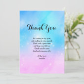 ピンクと青のパステルグラデーションスカイ サンキューカード (スタンド正面)