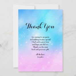 ピンクと青のパステルグラデーションスカイ サンキューカード