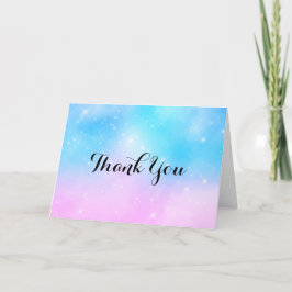ピンクと青のパステルグラデーションスカイ サンキューカード