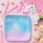 ピンクと青のパステルグラデーションスカイ ペーパープレート (パーティー)