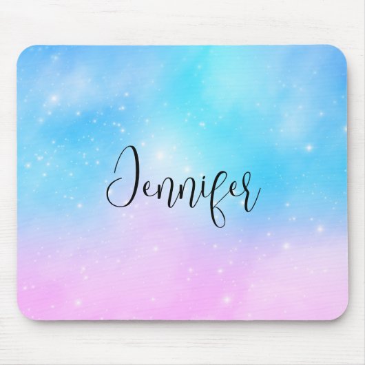 ピンクと青のパステルグラデーションスカイ マウスパッド (正面)