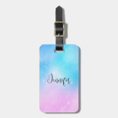 ピンクと青のパステルグラデーションスカイ ラゲッジタグ (正面縦)