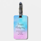 ピンクと青のパステルグラデーションスカイ ラゲッジタグ (裏面縦)