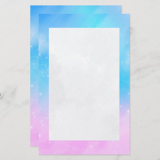 ピンクと青のパステルグラデーションスカイ 便箋 (正面/裏面)