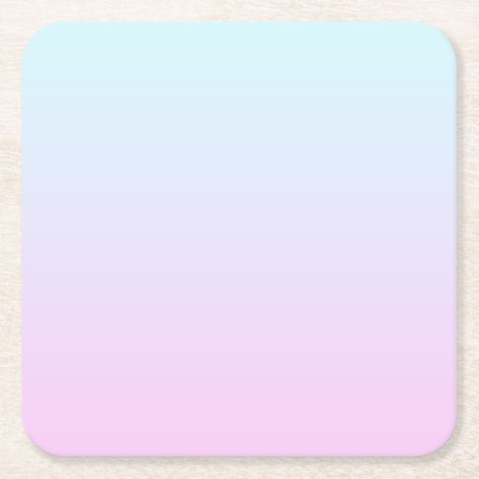 ピンクと青のパステルグラデーション背景 スクエアペーパーコースター (正面)
