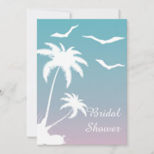 ピンクと青のパームツリー ビーチ ウェディング ブライダル シャワー