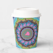 ピンクと青のフラクタル誕生日 紙コップ (左)