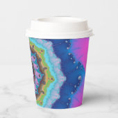 ピンクと青のフラクタル誕生日 紙コップ (裏面)