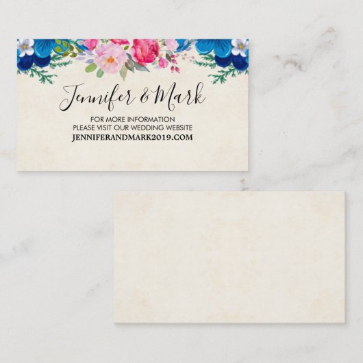 ピンクと青のプリティ縁どフ結婚ァーのウェブサイト 名刺 (正面/裏面)