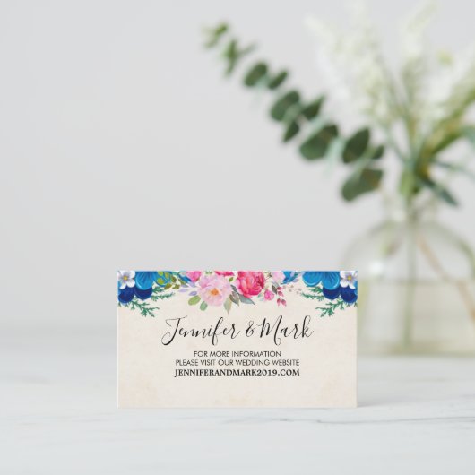 ピンクと青のプリティ縁どフ結婚ァーのウェブサイト 名刺 (スタンド正面)