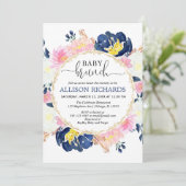 ピンクと青のベビーのブルン男女兼用チシャワー 招待状 (スタンド正面)