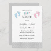 ピンクと青のベビーシャワー招待状 招待状 (正面/裏面)